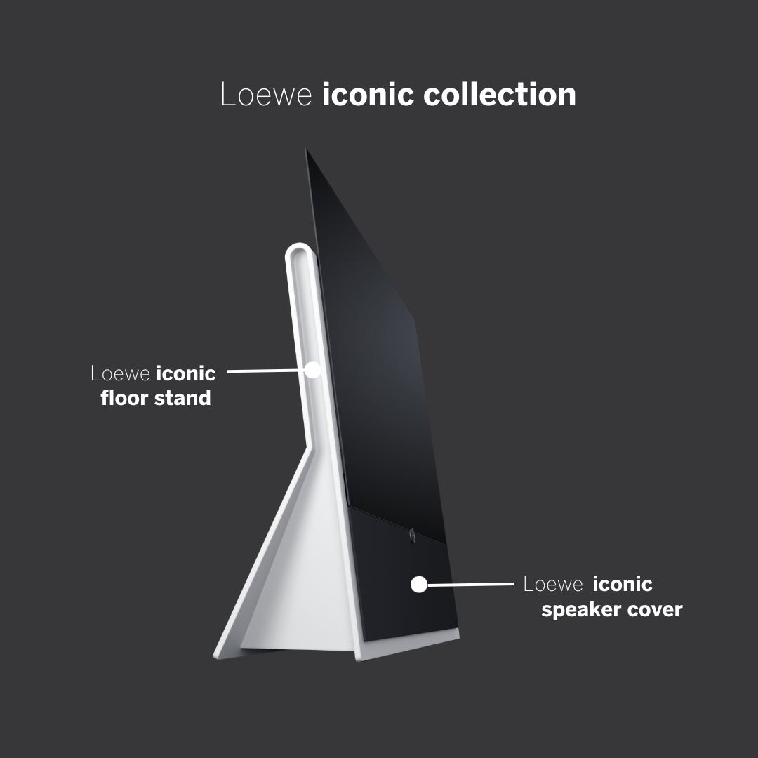 Die Loewe iconic collection. Gestalten Sie Ihren individuellen Fernseher durch exklusive Farbauswahlmöglichkeiten und Lautsprecherabdeckungen.